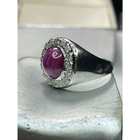 14k white gold ruby diamond ring